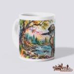 Martín Pescador en el Río Tazón de Cerámica 11 oz